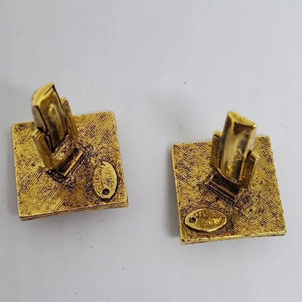 Vintage Celebrity N.V. Gold & Red Cuff Links